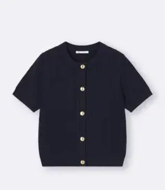 GU ネイビー ケーブルニット半袖カーディガン Mサイズ