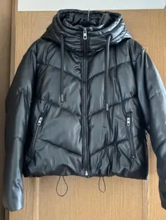 ZARA ブラック フェイクレザーパファージャケット S