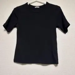 リブ 半袖 Tシャツ ブラック M사이즈