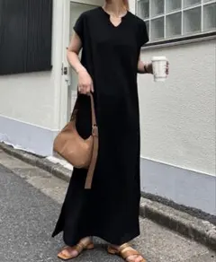 チャオパニックティピー サーマルスキッパーワンピース ブラック ワッフル ロング