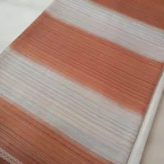 ８ 名古屋帯 オレンジとホワイトのストライプ