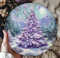 【限定 2枚】オススメ度★★★★★　紫色のクリスマスツリー ウェルカムボード