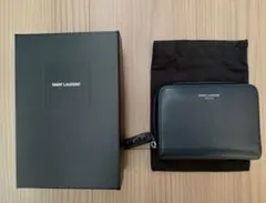 （美品・値下・付属品あり）SAINT LAURENT ネイビー 二つ折り財布