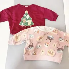 80 女の子　トレーナー　保育園着　アンパンマン　裏起毛　クリスマス　バースデイ