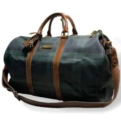 ポロラルフローレン　ボストンバッグ　2way　チェック　大容量　PVC　グリーン