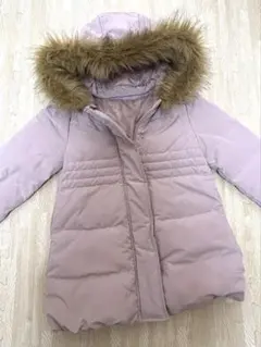 キッズ GU 軽量中綿コート 女の子向け ファーフード付き 110cm