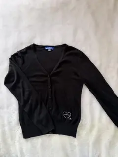 「バーバリー」美品　黒いVネックカーディガン Mサイズ