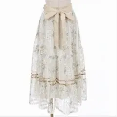 美品axes femme♡フラワープリントレーススカートイエローエレガント