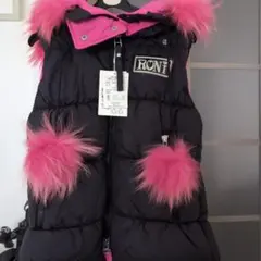 【クリスマスセール】RONI ML ブラック/ピンク ダウンベスト