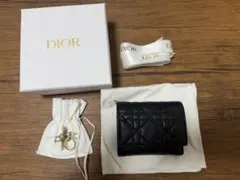極美✨ディオール 三つ折り財布 カロ カナージュ キルティング レザー