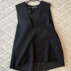 DouDou ダークグレー Vネック ノースリーブベスト