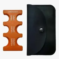 【新品】コインホルダー 小銭入れ 携帯用 財布 コイン収納 黒ケース オレンジ