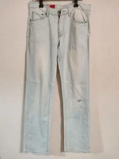 ZARA 淡いブルー ストレートダメージデニム 汚れあり