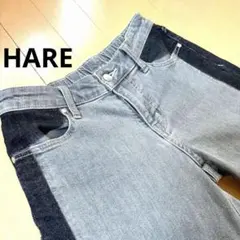 【美品】HARE ミッドライズデニム　グレー×ブラックライン加工　ワイドのサムネイル