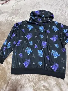 レディースとメンズ 犬プリント フード付きパーカー