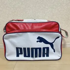 PUMA スポーツバッグ 赤白　エナメルバッグ