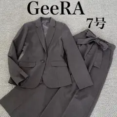 洗える　セットアップスーツ　ワイドパンツ　S グレー　ビジネス ストライプ　美品