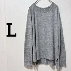 ✨海外古着✨長袖Tシャツ【L】スリット入り グレー ゆったり