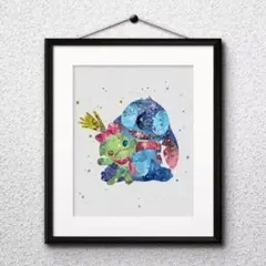 スティッチ・スクランプ・ディズニー・リロ＆スティッチ・ディズニーランド・額縁付