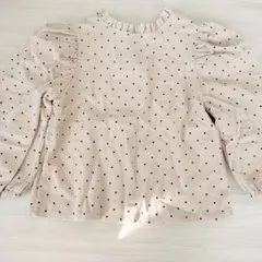 韓国子供服 my bébé ドット柄 フリル襟 ぽわん袖 トップス S