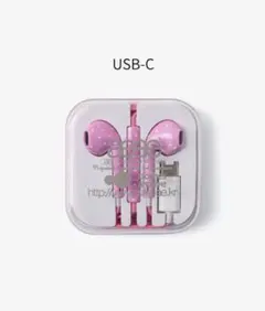 aeae 有線イヤホン USB-C ピンク ドット柄のサムネイル