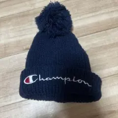 Champion ネイビー ニット帽 ポンポン付き