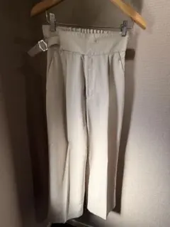 【DISCOAT】テックリネンハイウエストウエストバックルワイドパンツM