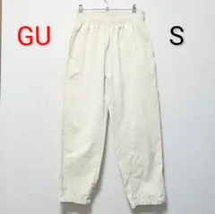GU　シェフパンツ　コーデュロイ　ベージュ　S　綿　テーパード　ワークパンツのサムネイル