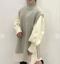 【美品】ココディール ニットレイヤードシャツワンピースのサムネイル