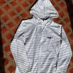 FILA ボーダー柄 ジップアップパーカー 指穴付き