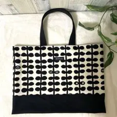 ハンドメイド　レッスンバッグ　サブバッグ　白黒　北欧風柄