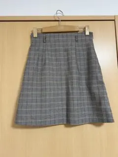 ブラウン系チェック フレアスカート ひざ丈