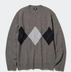 UNIQLO プレミアムラムクルーネック セーター アーガイル　XL