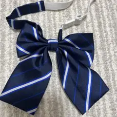 ネイビー ストライプ リボン ネクタイ