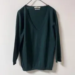 SPICK and SPAN ダークグリーン Vネック ニット