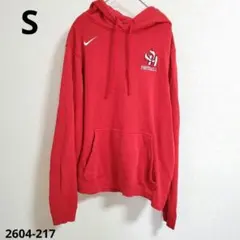 Nike【S】赤 パーカー カレッジロゴ風 フーディー