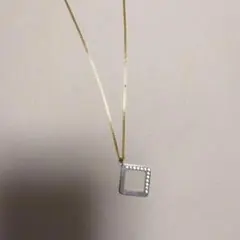 四角形ストーン付きネックレス　約38㎝