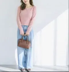 coca ボートネック　リブTシャツ　Lサイズ　ピンク　完売