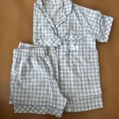 GU サンリオ　シナモロール　水色チェック パジャマ M