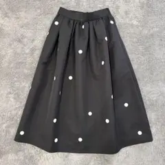 Liala×PG ランダムドット ふんわりシルエットスカート ロング丈　ブラックのサムネイル