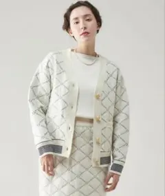 martinique アイボリー ダイヤモンドパターン カーディガン　セット