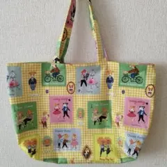 ハンドメイド　大きめ　エコバッグ　トートバッグ　猫柄　ソバカスキッズ