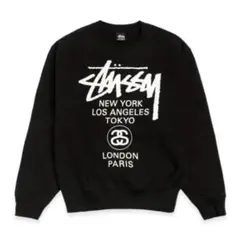 Stussy ワールドツアー スウェット ブラック裏起毛　トレーナー　黒 Mのサムネイル