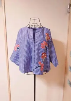 最終タイムセール!!未使用ZARA WOMAN ストライプ 花刺繍トップス