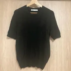 ZARA 半袖ニットセーター ブラック　Lサイズのサムネイル