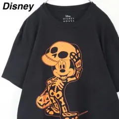 【ハロウィン】ディズニー Tシャツ ミッキー 仮装 スカル 骸骨 かぼちゃ L
