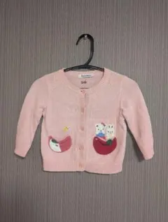 familiar　ピンク 動物刺繍 カーディガン