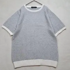 ROSE BUD COUPLES 半袖サマーニット L 編み柄 コットン混 綿混のサムネイル