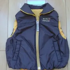 ☆ミキハウス☆リバーシブル 中綿ベスト 黄✖茶 ☆サイズ80☆のサムネイル