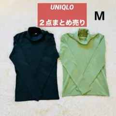 【美品】ユニクロ コットン ストレッチタートルネックT 長袖 2枚セット Mのサムネイル